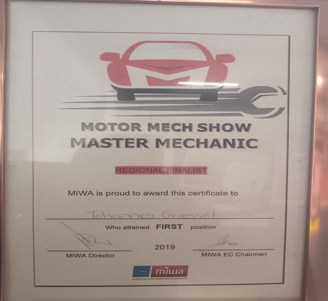 Motor Mech Show Certificate